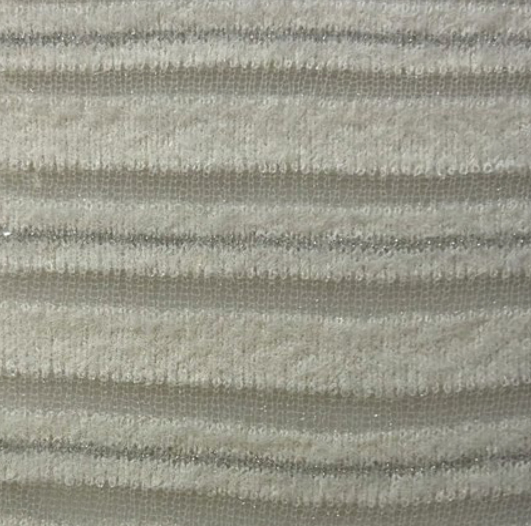 Soft opaque and sheer veiled fur-effect horizontal stripes in ivory with raw cut comfort cuff, silver stripe