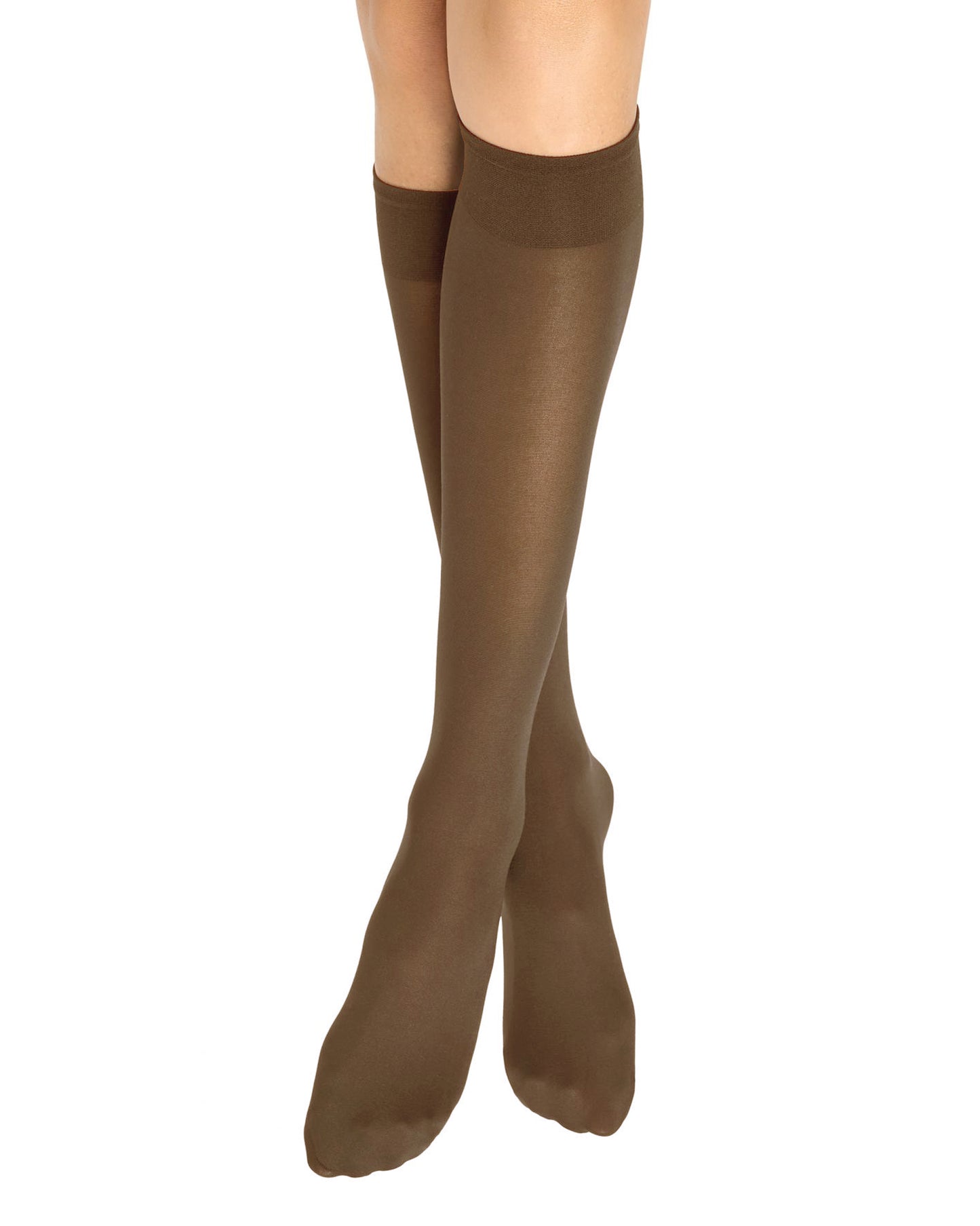 SiSi Micro 50 Gambaletto - Soft matte opaque light brown knee-high socks with a deep elasticated comfort cuff.