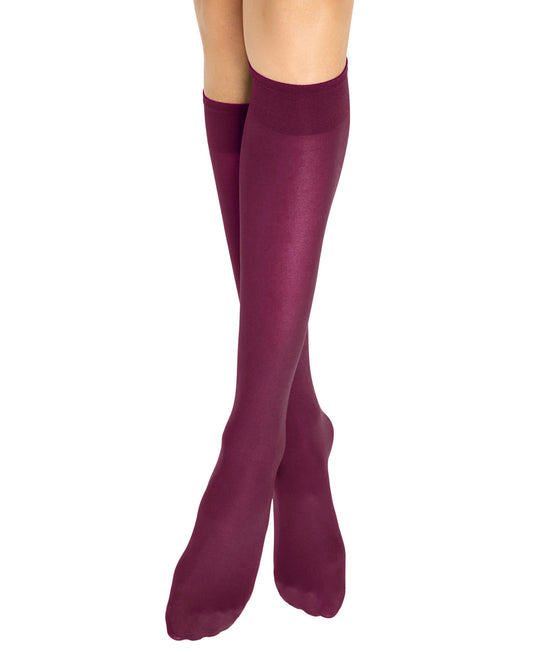 SiSi Micro 50 Gambaletto - Soft matte opaque dark pink knee-high socks with a deep elasticated comfort cuff.