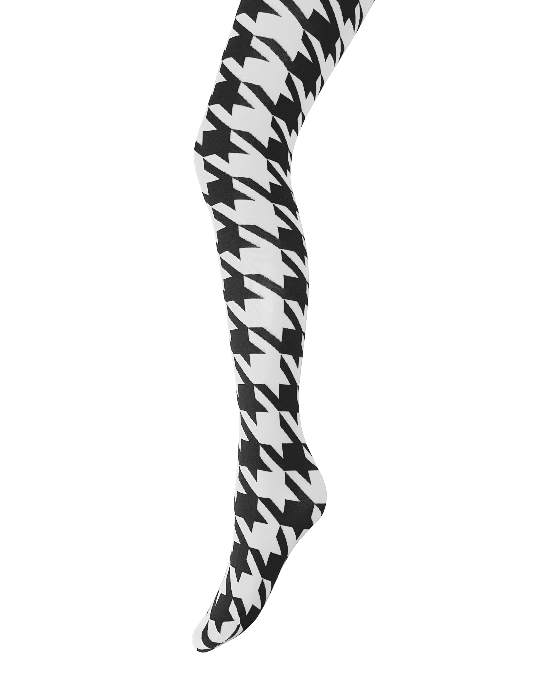 Trasparenze Copernicus Collant - White opaque fashion tights with a bold and large black houndstooth pattern 