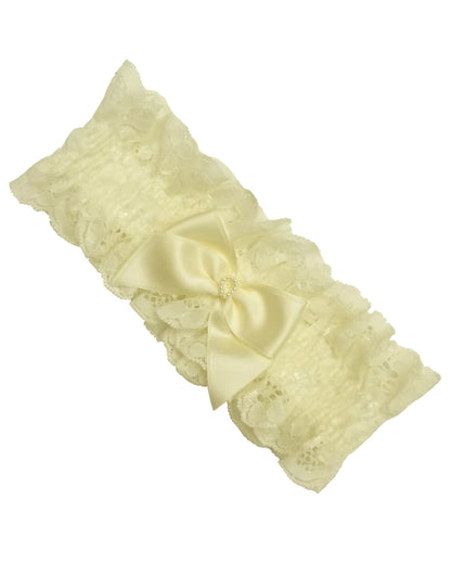 Trasparenze Tono Su Tono - ivory lace leg garter with satin bow