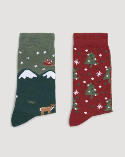 Xmas Socks Gift Box 2 Pk