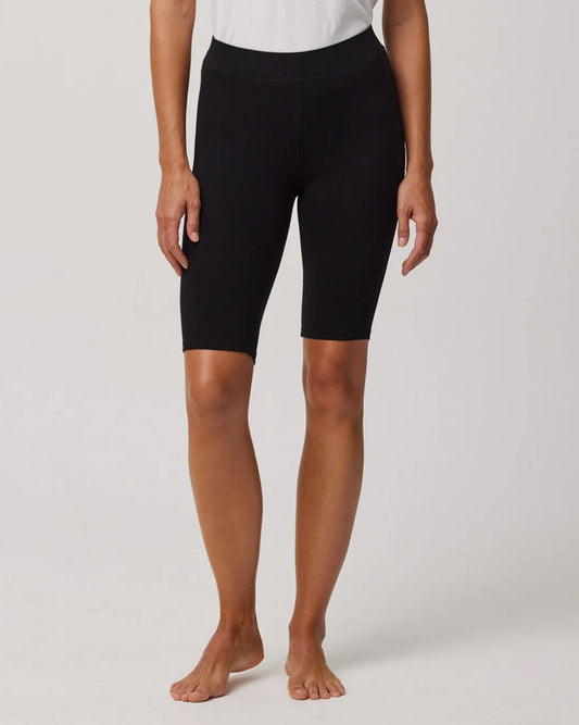 Ysabel Mora 70217 Cotton knee length bicycle shorts in black front view.