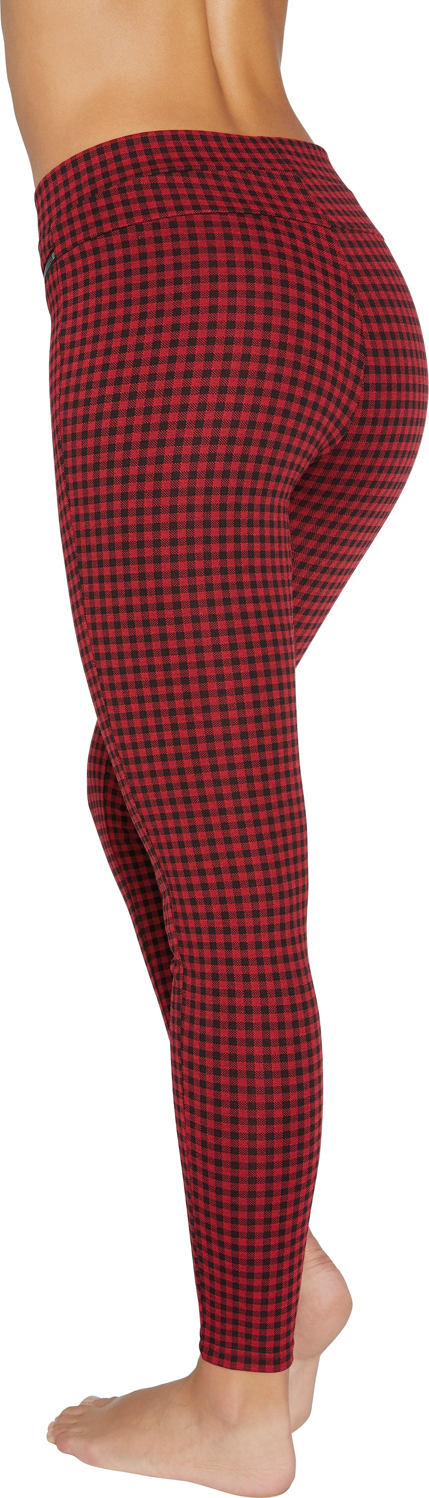 Ysabel Mora 70255 - red and black gingham check stretch high waisted trouser leggings