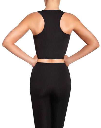 BasBlack Team Top 30 - Black razor back cropped sports top.