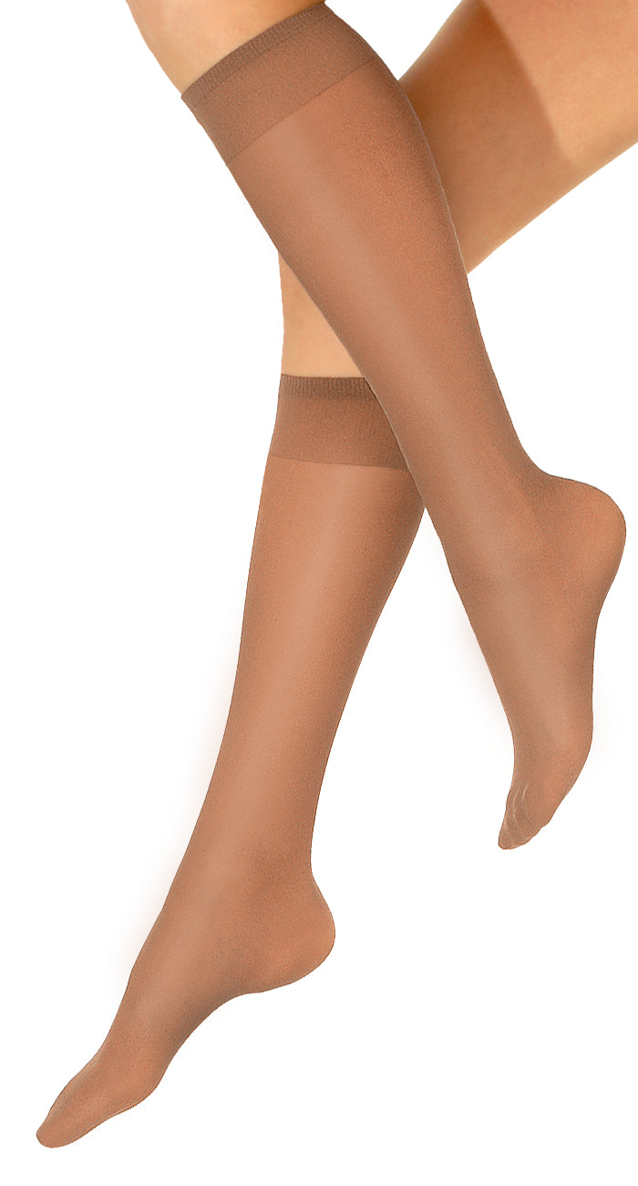 Omsa Gambaletto Classico - 20 denier sheer knee-high socks, available in black, grey, bronze and tan