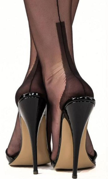 Gio Cuban Heel Stockings - back seam vintage fully fashioned stockings in black