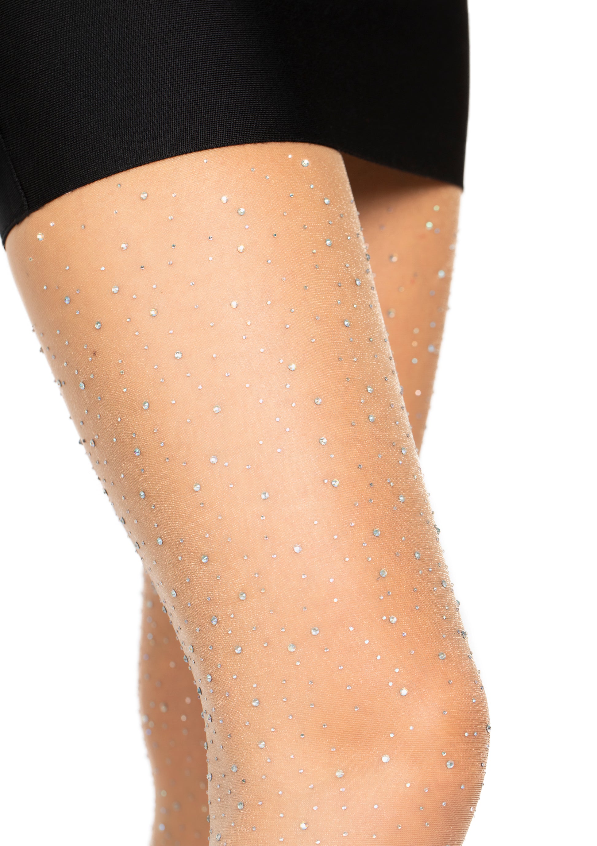 Rhinestone, AB Crystal Sheer, Nude Glitter Tights for Performers