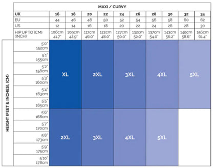 Pamela Mann - Curvy Size Chart