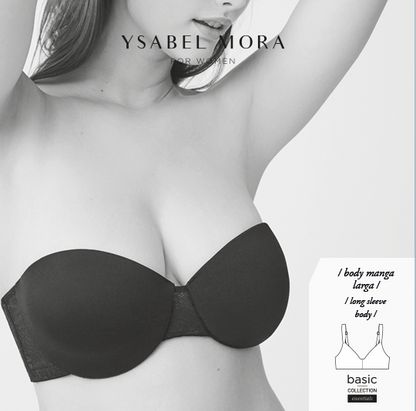 Ysabel Mora 10142 Adhesive Bra Package - Light push-up reusable adhesive bra. This bra is strapless and backless and adheres to the chest and sides, ideal for dresses and open back tops.