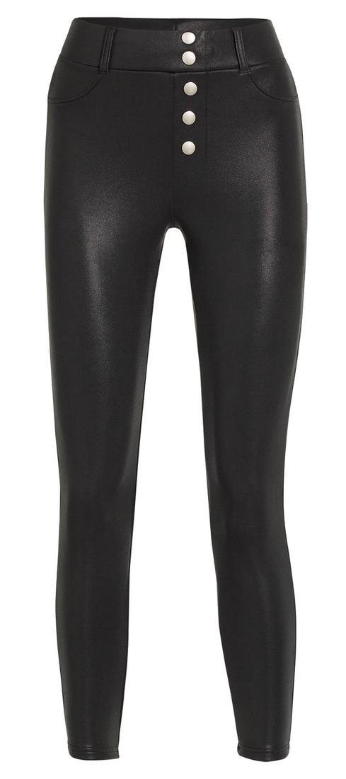 Black Button Front High Waisted Body Sculpting Treggings