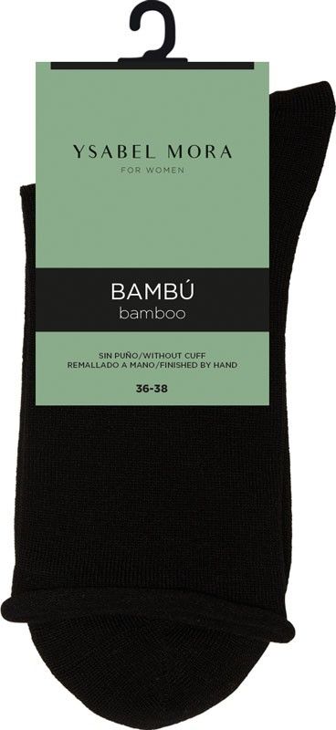 Ysabel Mora 12347 Bambú Sin Puno Sock - No cuff quarter high bamboo socks with shaped heel and flat toe seam, available in black, navy and grey.