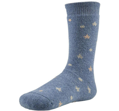 Ysabel Mora 12671 Starry Angora Socks - blue warm and wooly thermal socks with stars pattern