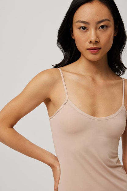 Ysabel Mora 19964 Slip Dress - Basic nude v-neck slip dress made of light microfibre fabric with adjustable straps for better fit, comfort and support. A great base layer to wear under dresses.