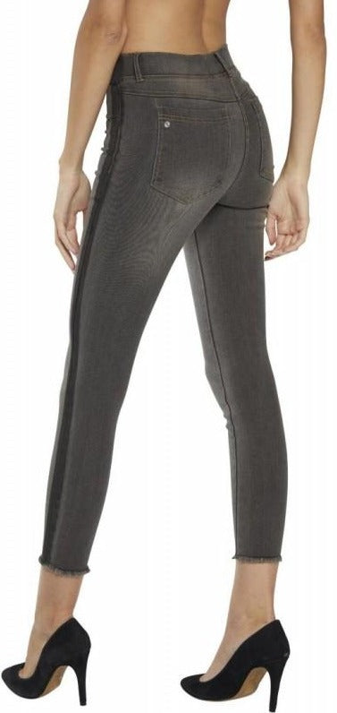 Ysabel Mora 70250 Faded Stripe Jeggings - grey denim jeans leggings with a dark grey side stripe