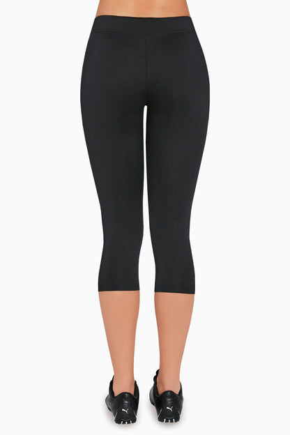 BasBlack Riley 70 - Plain black anti-cellulite capri length sports leggings.