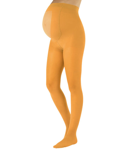 Calzitaly 100 Den Maternity Tights - Bright mustard ultra opaque pregnancy tights with an extra panel and flat seam.