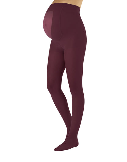 Calzitaly 100 Den Maternity Tights - Wine ultra opaque pregnancy tights with an extra panel and flat seam.