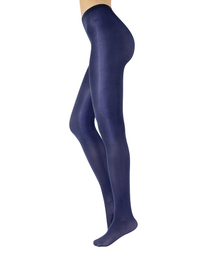 Calzitaly Glossy Tights - Navy blue ultra opaque tights with a shiny satin finish.