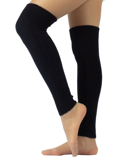 Calzitaly Angora Touch Leg Warmer - Super soft black ribbed knitted legwarmers with elasticated cuffs, can be worn over the knee or scrunched down.