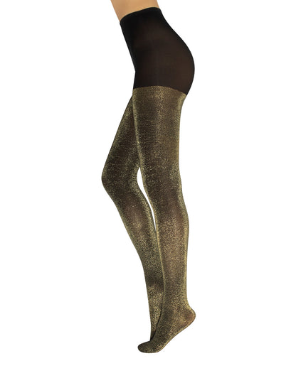 Calzitaly Shiny Lurex Tights - Sparkly lam̩ opaque fashion tights with in black and gold.