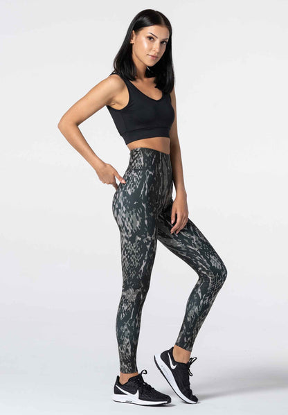 Carpatree high waisted printed leggings in grey snake skin pattern