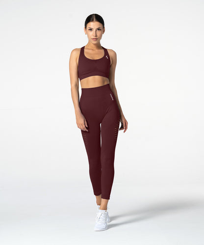 Carpatree Phase Seamless Leggings - Burgundy high waisted seamless leggings made of thick stretch fabric with ventilating mesh side panels.