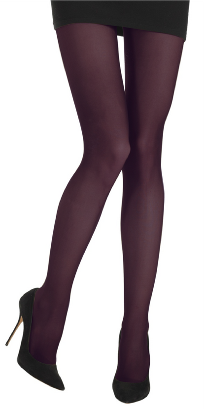 Emilio Cavallini Basic Barely Opaque Tights - 55 Denier Tights in aubergine - eggplant