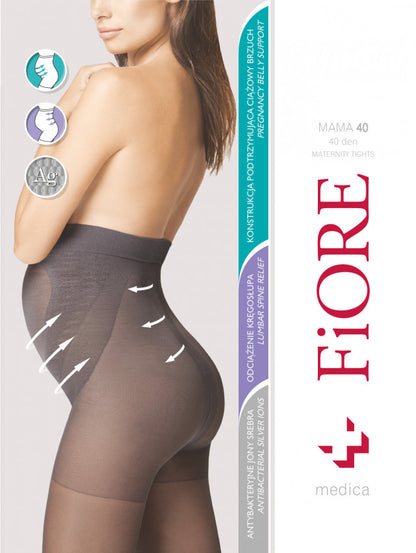 Fiore Mama 40 Medica - black semi-opaque maternity pregnancy tights