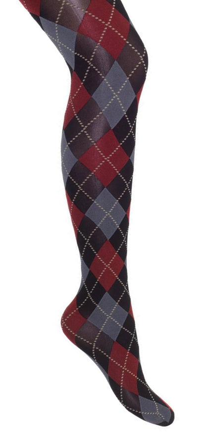 Bonnie Doon BN95.19.61 Fine Argyle Tights - red, grey and black diamond argyle tartan tights