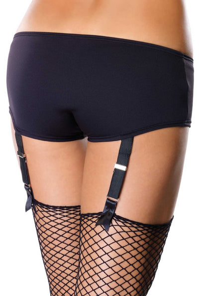 Leg Avenue 2805 Garter Boyshort - black suspender boxer briefs for stockings