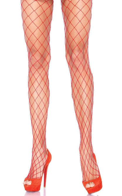 Leg Avenue 9005 red wide diamond fishnet tights