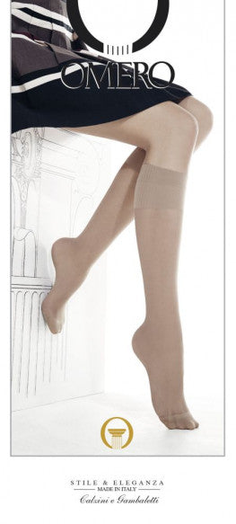 Omero Alpha 40 Gambaletto - black semi-sheer 40 denier knee-high socks