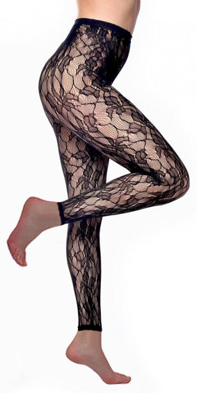 HUE Control Top Footless Tights with Lace Trim & Reviews
