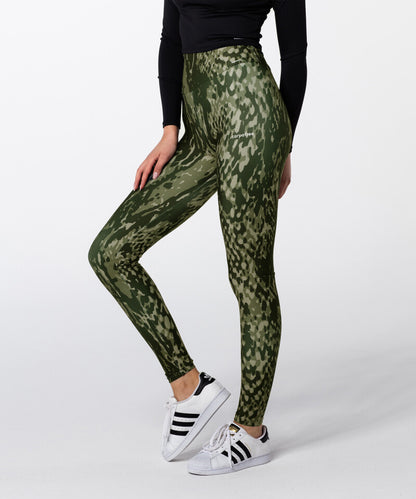 Carpatree high waisted printed leggings in green snake skin pattern